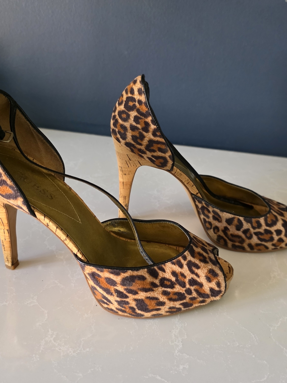 Guess Leopard Print Peep-Toe High Heels - Women